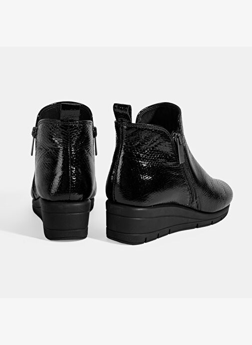 Kadın Siyah DesaComfort Çift Fermuarlı Dolgu Topuklu Deri Bot - Görsel 9