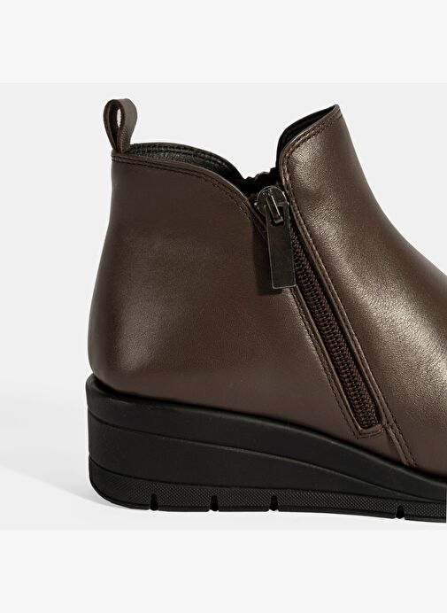 Kadın Kahve DesaComfort Çift Fermuarlı Deri Bot - Görsel 3