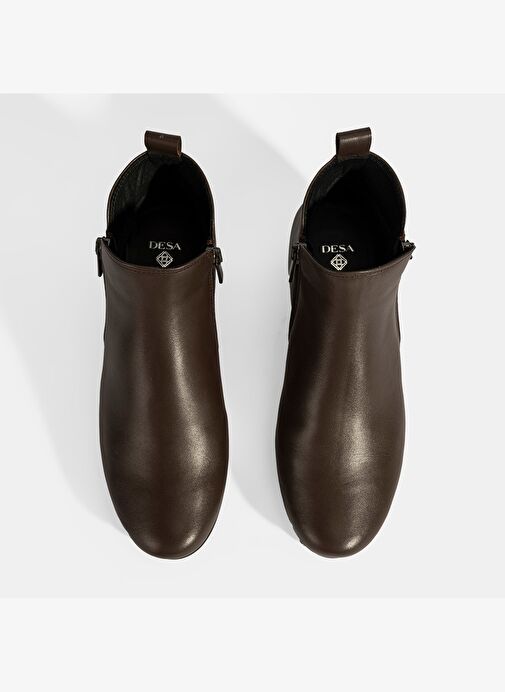 Kadın Kahve DesaComfort Çift Fermuarlı Deri Bot - Görsel 6