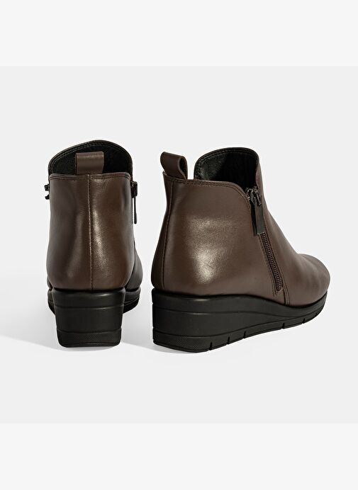 Kadın Kahve DesaComfort Çift Fermuarlı Deri Bot - Görsel 7