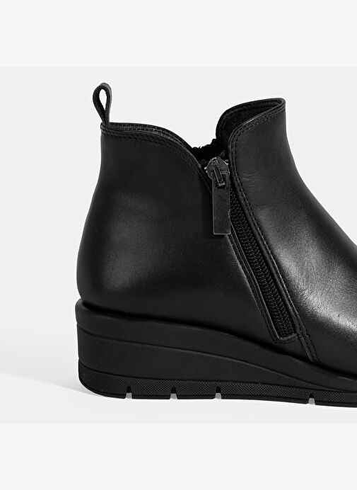 Kadın Siyah DesaComfort Çift Fermuarlı Deri Bot - Görsel 3