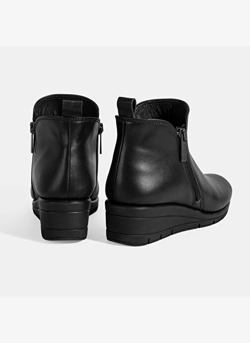 Kadın Siyah DesaComfort Çift Fermuarlı Deri Bot - Görsel 7
