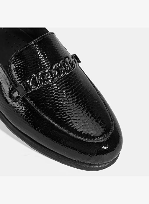 Kadın Siyah Kroko Baskılı DesaComfort Deri Ayakkabı - Görsel 7