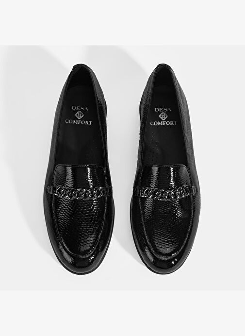 Kadın Siyah Kroko Baskılı DesaComfort Deri Ayakkabı - Görsel 8