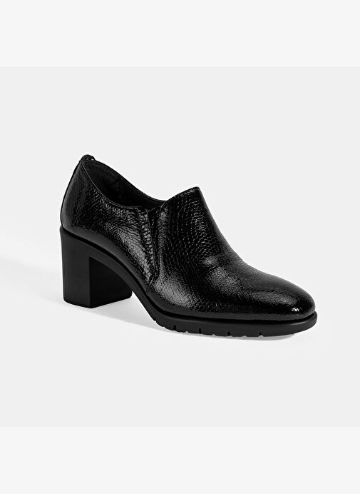 Kadın Siyah Kroko Baskılı DesaComfort Topuklu Deri Ayakkabı - Görsel 2