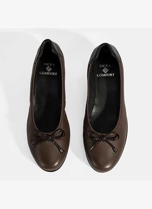 Kadın Kahve Fiyonk Detaylı DesaComfort Deri Ayakkabı - Görsel 8
