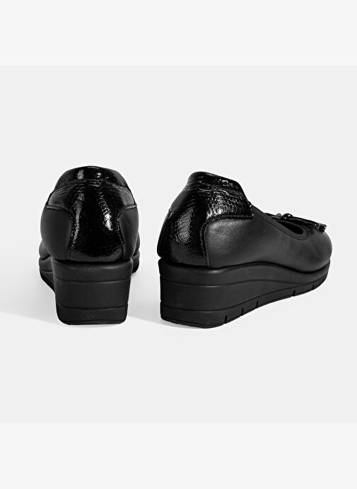 Kadın Siyah Fiyonk Detaylı DesaComfort Deri Ayakkabı - Görsel 9