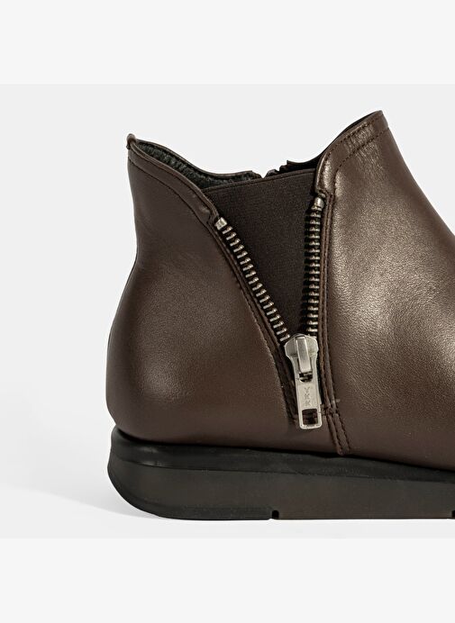 Kadın Kahve Fermuarlı DesaComfort Deri Bot - Görsel 3