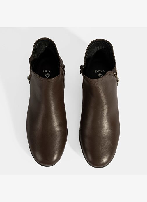 Kadın Kahve Fermuarlı DesaComfort Deri Bot - Görsel 6