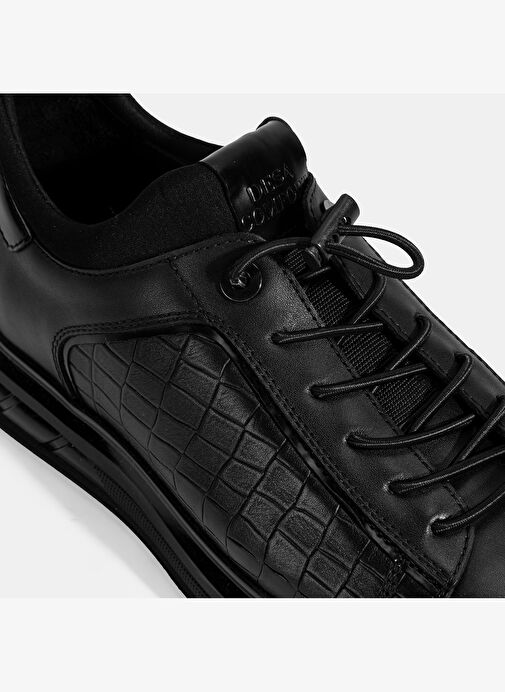 Erkek Siyah DesaComfort Bağcıklı Deri Sneaker - Görsel 7