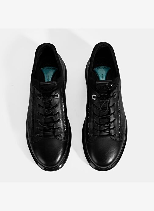 Erkek Siyah DesaComfort Bağcıklı Deri Sneaker - Görsel 8