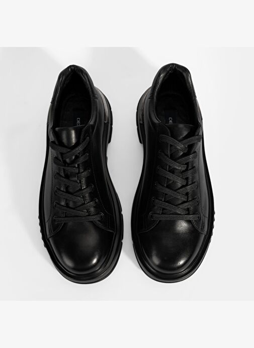 Erkek Siyah DesaComfort Bağcıklı Deri Günlük Ayakkabı - Görsel 8