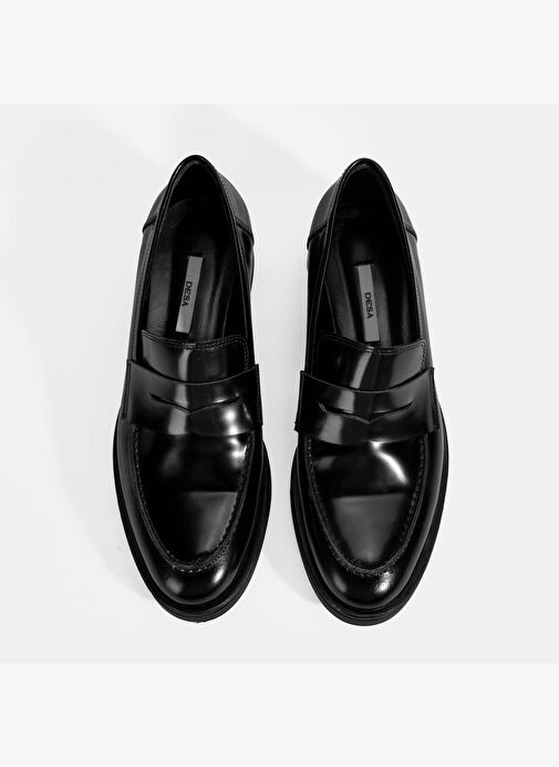 Kadın Siyah Deri Loafer - Görsel 8