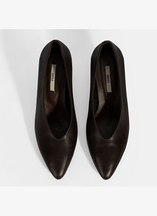 Kadın Kahve Klasik Topuklu Deri Ayakkabı - Görsel 8