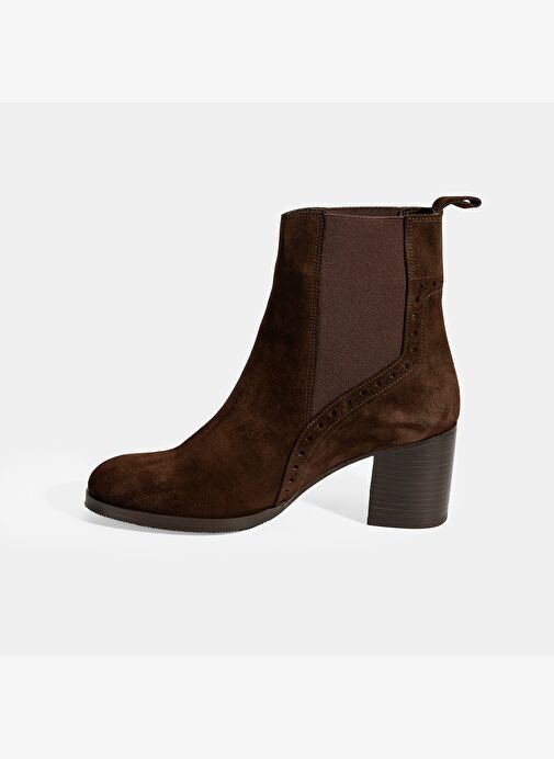 Kadın Kahve Lastikli Topuklu Süet Bot - Görsel 4