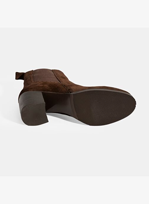 Kadın Kahve Lastikli Topuklu Süet Bot - Görsel 5