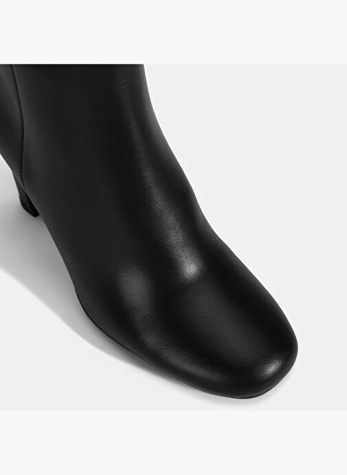 Kadın Siyah Topuklu Deri Bot - Görsel 6