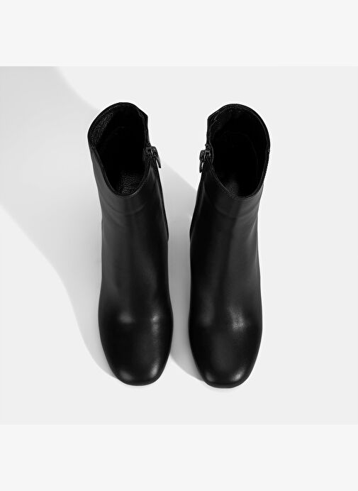 Kadın Siyah Topuklu Deri Bot - Görsel 8