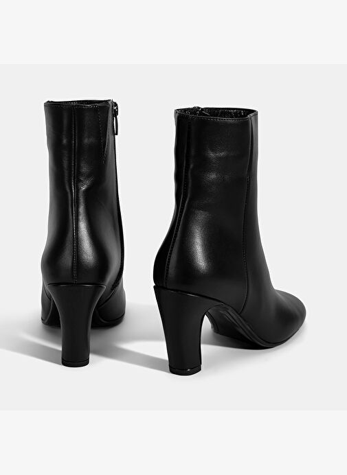 Kadın Siyah Topuklu Deri Bot - Görsel 9