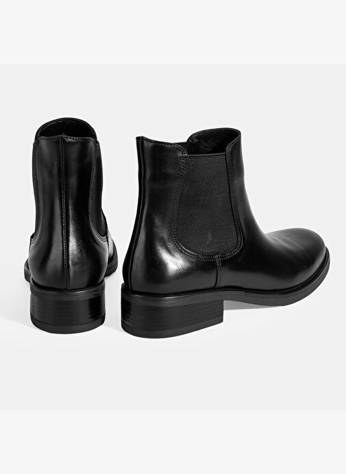 Kadın Siyah Lastikli Deri Chelsea Bot - Görsel 9