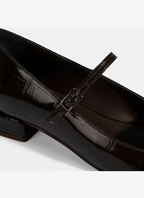 Kadın Kahve Kroko Baskılı Mary Jane Günlük Ayakkabı - Görsel 7