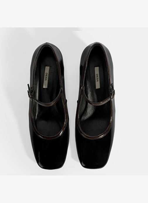 Kadın Siyah Ayarlanabilir Tokalı Kalın Topuklu Klasik Ayakkabı - Görsel 8