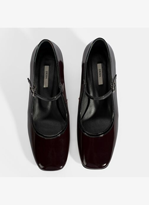 Kadın Bordo Ayarlanabilir Tokalı Kalın Topuklu Klasik Ayakkabı - Görsel 8