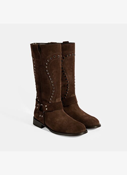 Desa Desa Kahverengi Kadın Kahve Zımba Detaylı Süet Deri Çizme Bot | Boyner Kahverengi - 2. görsel