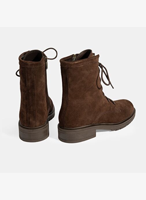 Kadın Kahve Bağcık Detaylı Süet Bot - Görsel 9