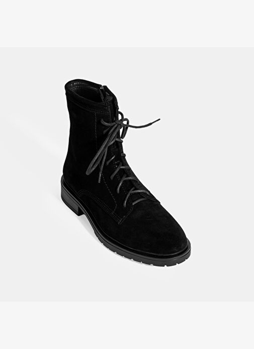 Kadın Siyah Bağcık Detaylı Süet Bot - Görsel 6