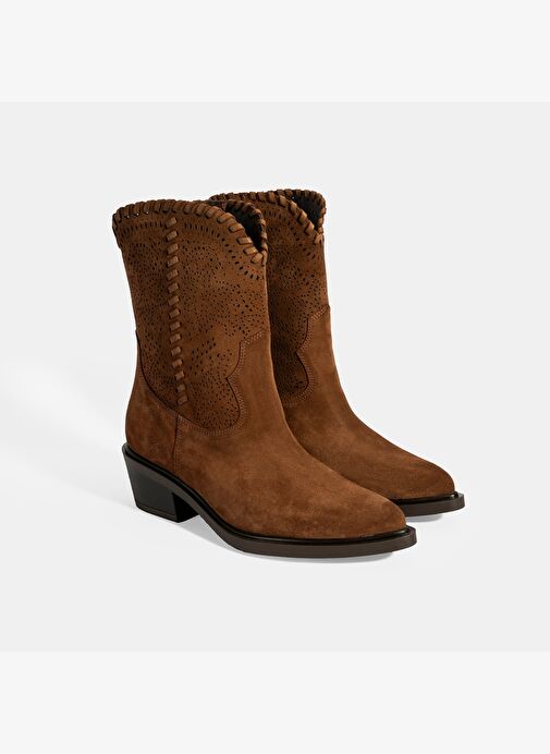 Kadın Taba Süet Deri Kovboy Bot - Görsel 2