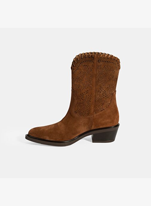 Kadın Taba Süet Deri Kovboy Bot - Görsel 4