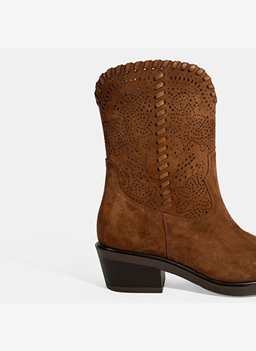 Kadın Taba Süet Deri Kovboy Bot - Görsel 7