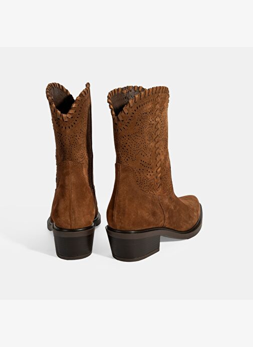 Kadın Taba Süet Deri Kovboy Bot - Görsel 9