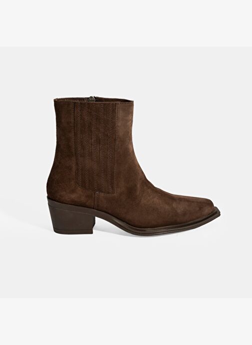 Kadın Kahve Kalın Topuklu Süet Bot - Görsel 3
