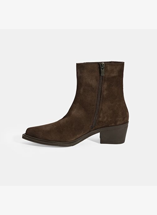 Kadın Kahve Kalın Topuklu Süet Bot - Görsel 4