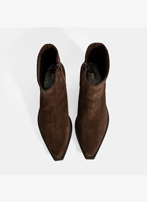 Kadın Kahve Kalın Topuklu Süet Bot - Görsel 8