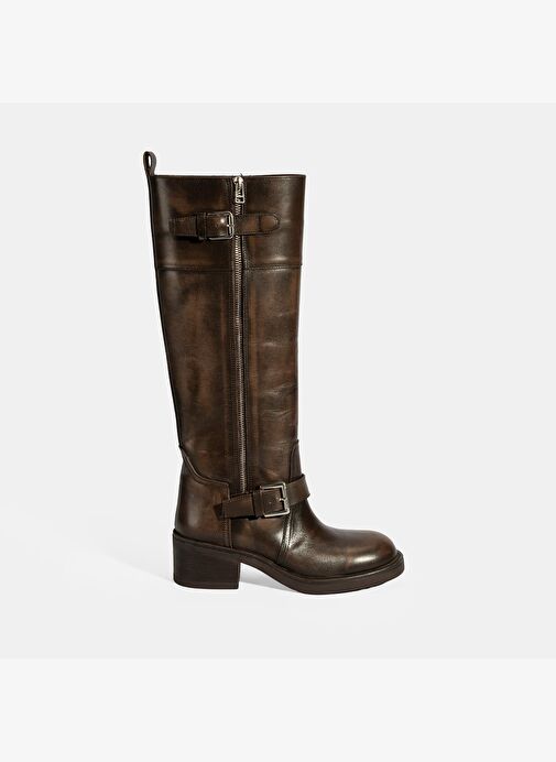 Desa Desa Kahverengi Kadın Kahve Metal Toka Detaylı Deri Çizme Bot | Boyner Kahverengi - 3. görsel