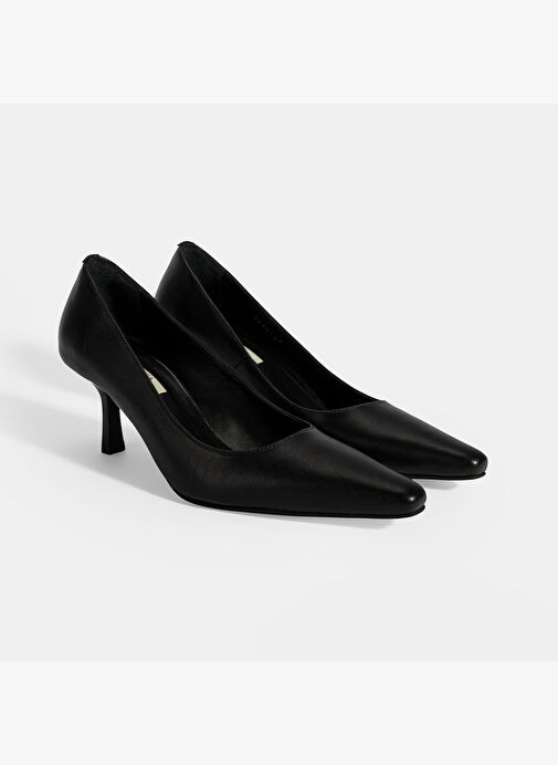 Kadın Siyah Deri Stiletto - Görsel 2