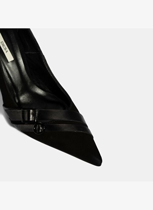 Kadın Siyah Metal Toka Detaylı Süet Stiletto - Görsel 7