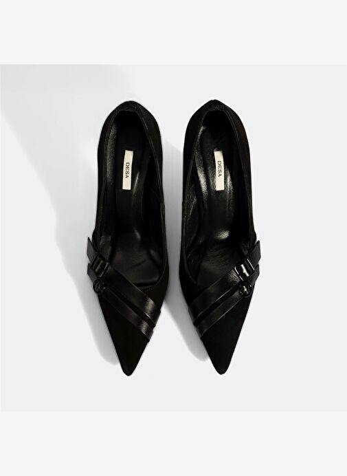 Kadın Siyah Metal Toka Detaylı Süet Stiletto - Görsel 8