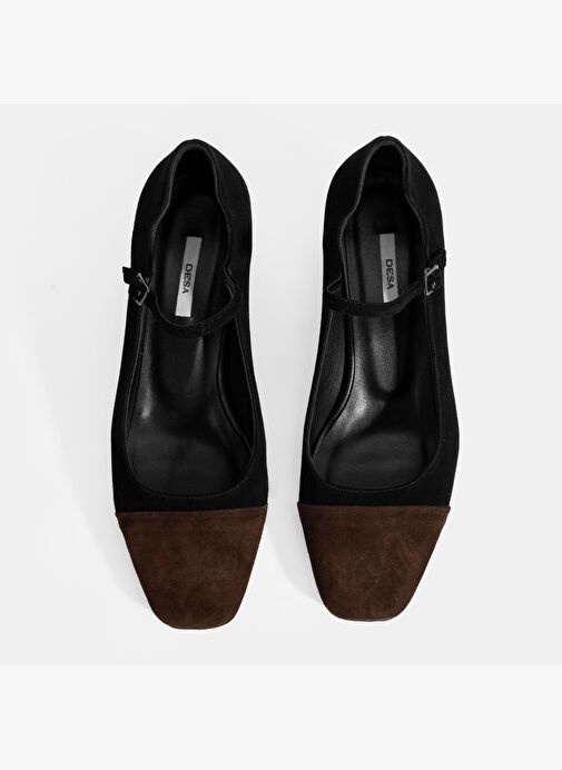 Kadın Siyah Ayarlanabilir Tokalı Süet Topuklu Ayakkabı - Görsel 8