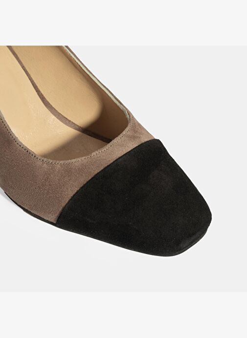 Kadın Vizon Ayarlanabilir Tokalı Süet Topuklu Ayakkabı - Görsel 7