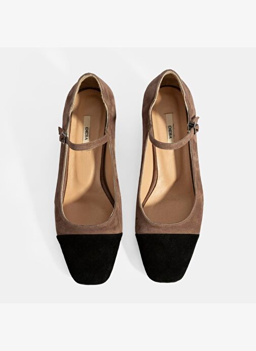 Kadın Vizon Ayarlanabilir Tokalı Süet Topuklu Ayakkabı - Görsel 8