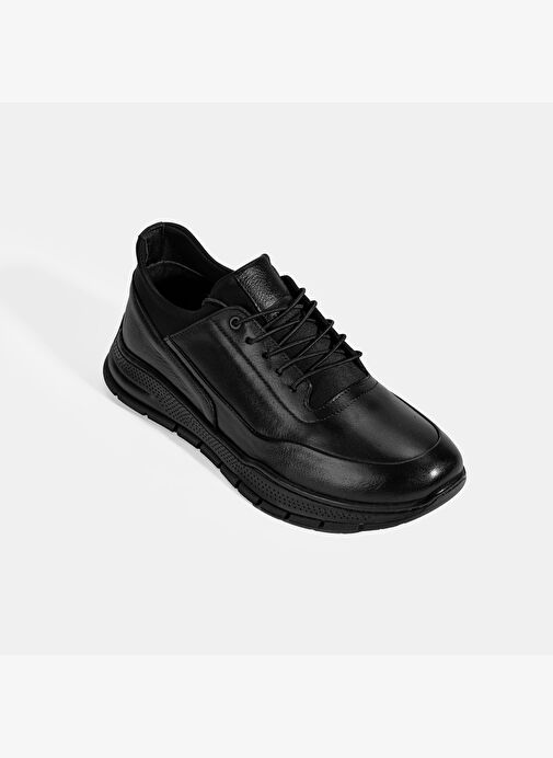 Erkek Siyah Bağcıklı Deri Spor Ayakkabı - Görsel 6