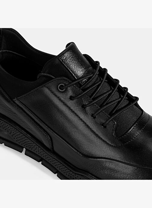 Erkek Siyah Bağcıklı Deri Spor Ayakkabı - Görsel 7