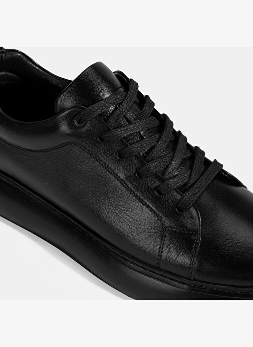 Erkek Siyah Bağcıklı Deri Spor Ayakkabı - Görsel 7