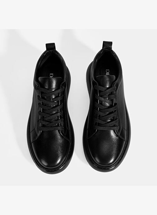 Erkek Siyah Bağcıklı Deri Spor Ayakkabı - Görsel 8