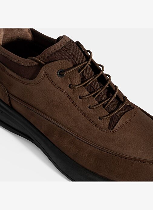 Erkek Kahve Bağcıklı Nubuk Deri Spor Ayakkabı - Görsel 7