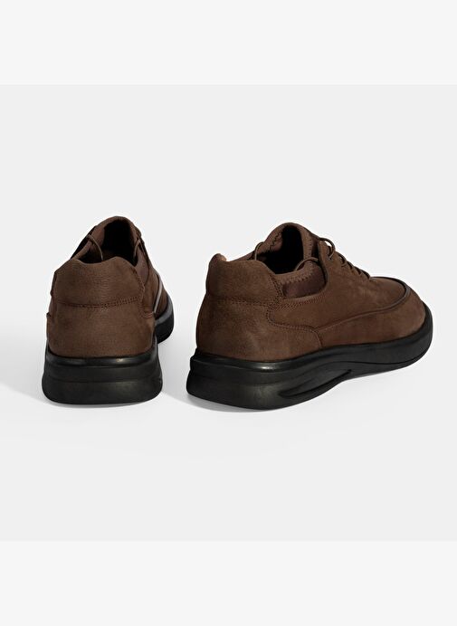 Erkek Kahve Bağcıklı Nubuk Deri Spor Ayakkabı - Görsel 9